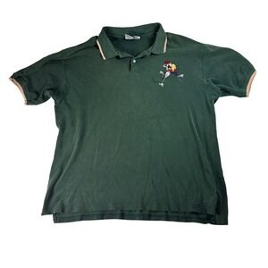 ACME Clothing Looney Tunes Taz Golf Embroidered Green Polo Shirt XXL Vintage
